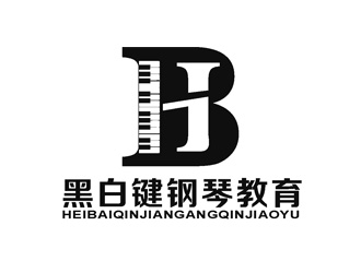 黑白键钢琴教育logo设计
