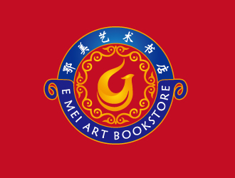 何锦江的鄂美艺术书店标志设计logo设计