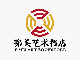 彭波的鄂美艺术书店标志设计logo设计