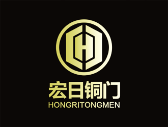 谭家强的宏日铜门logo设计