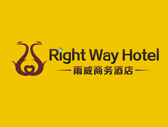 姬鹏伟的雨威商务酒店Right Way Hotellogo设计