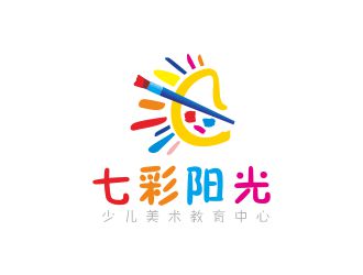 何嘉健的七彩阳光少儿美术教育中心logo设计