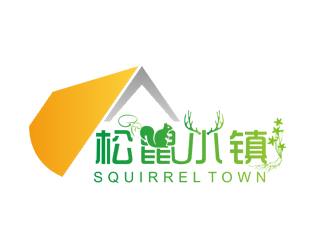 刘彩云的松鼠小镇食品销售，动物卡通形象logo设计