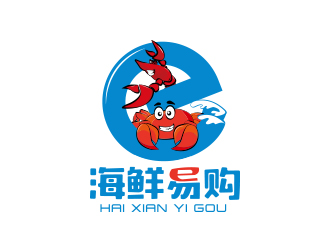 海鲜易购，螃蟹卡通设计logo设计