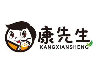 黄安悦的康先生奶茶养生饮品logo设计