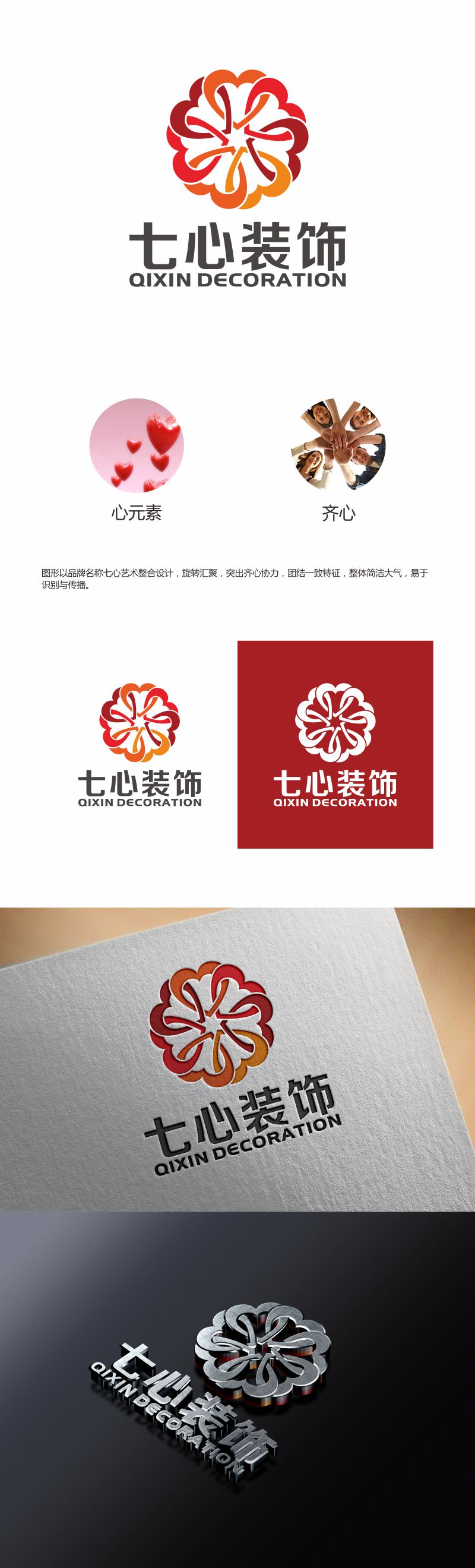 何嘉健的昆明七心装饰设计有限公司logo设计