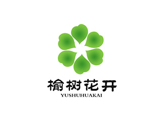 吴晓伟的榆树花开绿色轻餐饮logologo设计