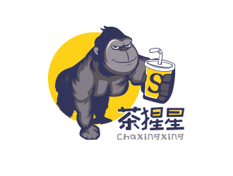 奶茶饮品logo - 茶猩星logo设计