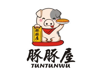 曾翼的豚豚屋日式餐厅动物卡通吉祥物标志logo设计