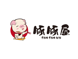 孙金泽的豚豚屋日式餐厅动物卡通吉祥物标志logo设计