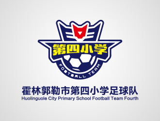 向正军的霍林郭勒市第四小学足球队队徽logo设计