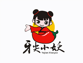 梁俊的牙尖小妖火锅店卡通标志logo设计