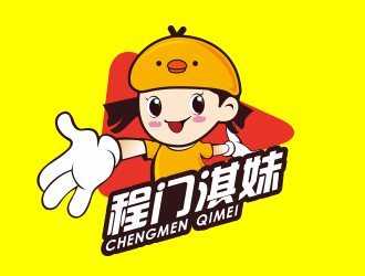 黄安悦的人物卡通logo设计 - 程门淇妹米线店logo设计