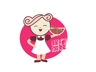 盛铭的人物卡通logo设计 - 程门淇妹米线店logo设计