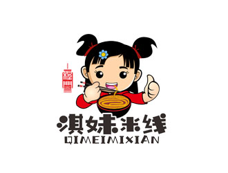 郭庆忠的人物卡通logo设计 - 程门淇妹米线店logo设计