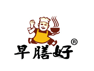 朱兵的早膳好餐饮人物卡通logo设计