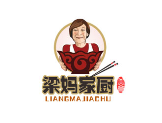 郭庆忠的梁妈家厨餐饮连锁商标logo设计