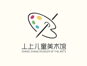 吴晓伟的线条行动物品牌logo－丄上儿童美术馆logo设计
