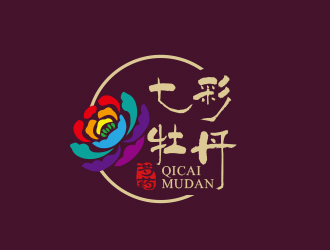 黄安悦的七彩牡丹芍药logo设计logo设计