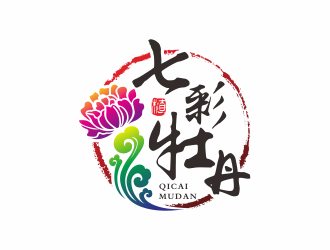 何嘉健的七彩牡丹芍药logo设计logo设计