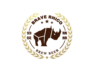 张俊的伯锐精酿(Brave Rhico)精酿啤酒商标设计logo设计