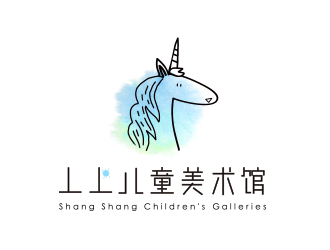 线条行动物品牌logo－丄上儿童美术馆logo设计