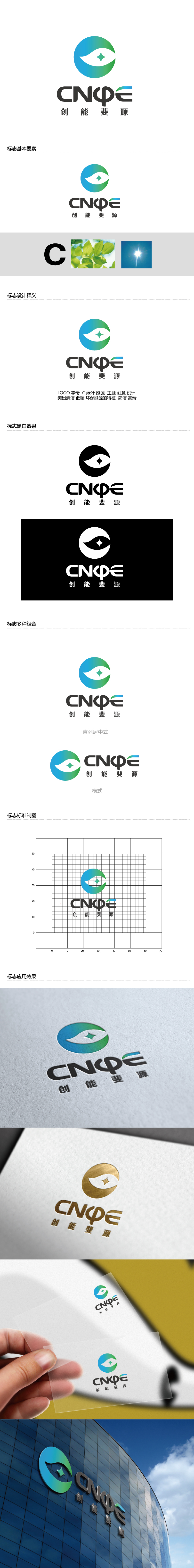 张俊的中文：创能斐源；英文：cnφe energy或者cnphie energylogo设计