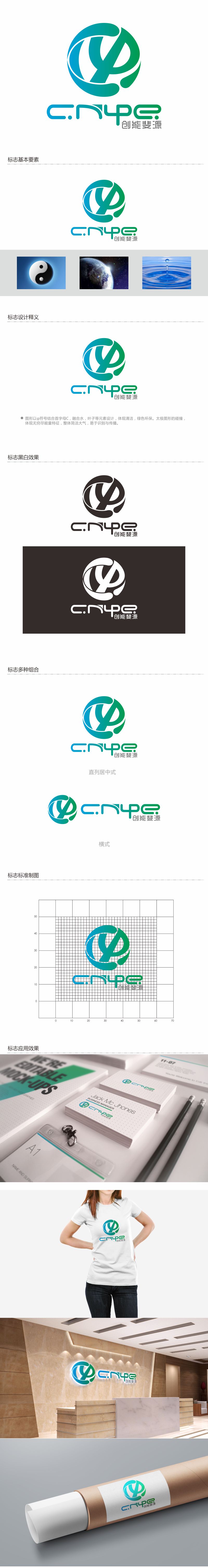 何嘉健的中文：创能斐源；英文：cnφe energy或者cnphie energylogo设计