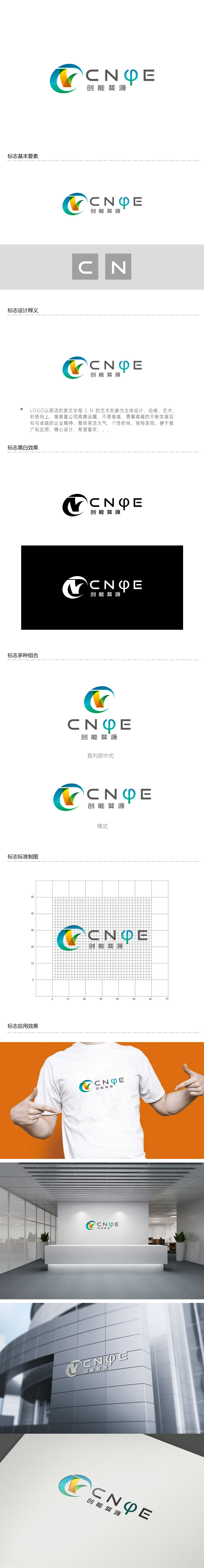周金进的中文：创能斐源；英文：cnφe energy或者cnphie energylogo设计