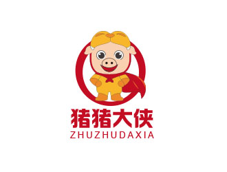 朱红娟的猪猪大侠网络商城卡通形象logo设计
