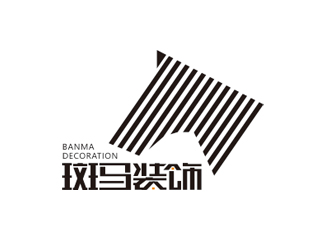 赵鹏的斑马装饰公司单色线条logologo设计