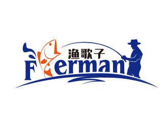 向正军的渔歌子 Fisherman钓鱼渔具商标logo设计