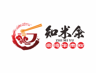 何嘉健的知米余牛肉粉餐厅标志logo设计