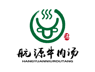 张俊的航源牛肉汤人物卡通标志设计logo设计
