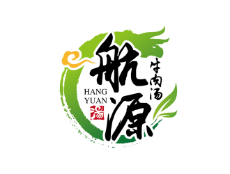 安冬的航源牛肉汤人物卡通标志设计logo设计