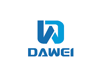 彭波的DaWei字母LOGO设计，酷炫简洁，有力量感logo设计
