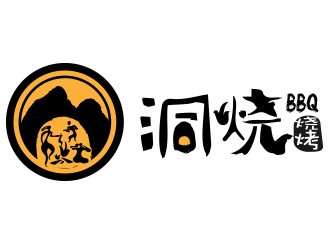 薛永辉的洞烧烧烤人物水墨logologo设计