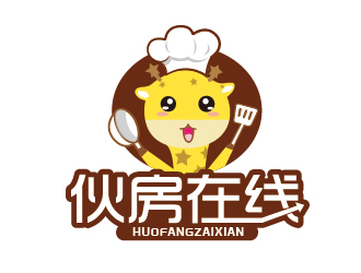 伙房在线餐饮企业标志logo设计
