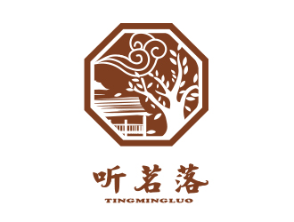 薛永辉的听茗落普洱茶叶品牌logo设计logo设计
