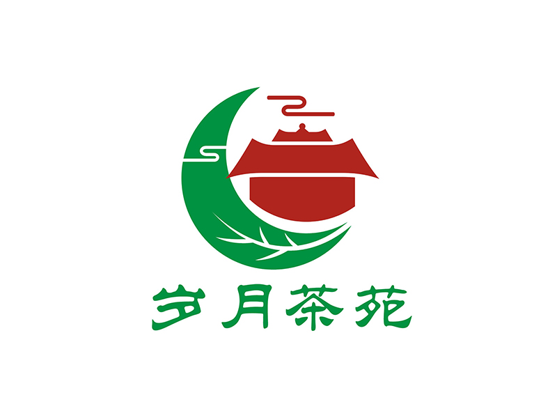 周都响的岁月茶苑中国风logo设计