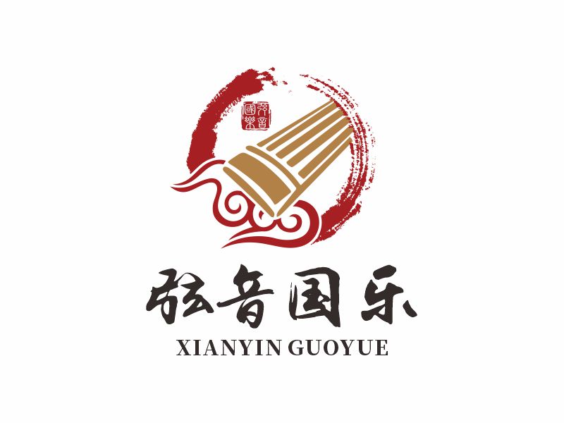 何嘉健的弦音国乐古筝培训学院logo设计